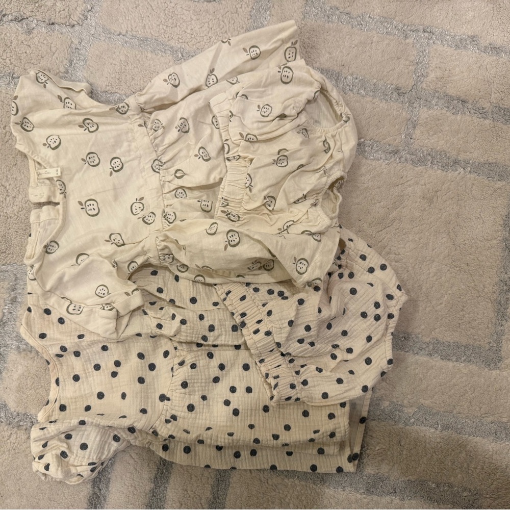 Rylie + Cru Kids' Cream and Black Polka Dot Tops